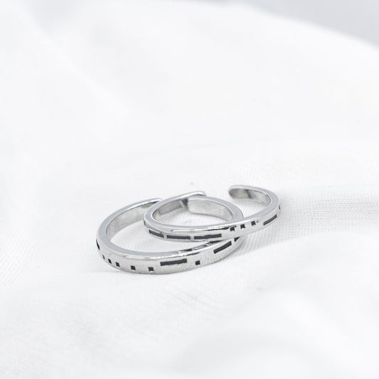 Adjustable Morse Code "Love you Forever" Couple Promise Ring Set
