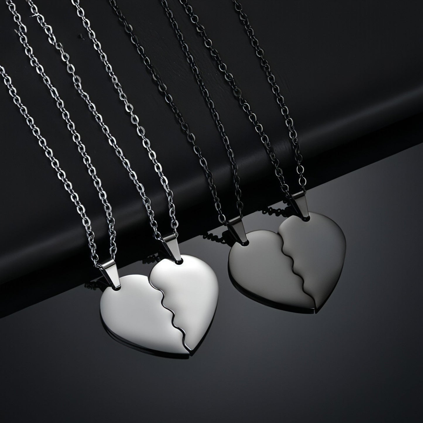 💞 Couple Heart Puzzle Necklace – Two Halves, One Love