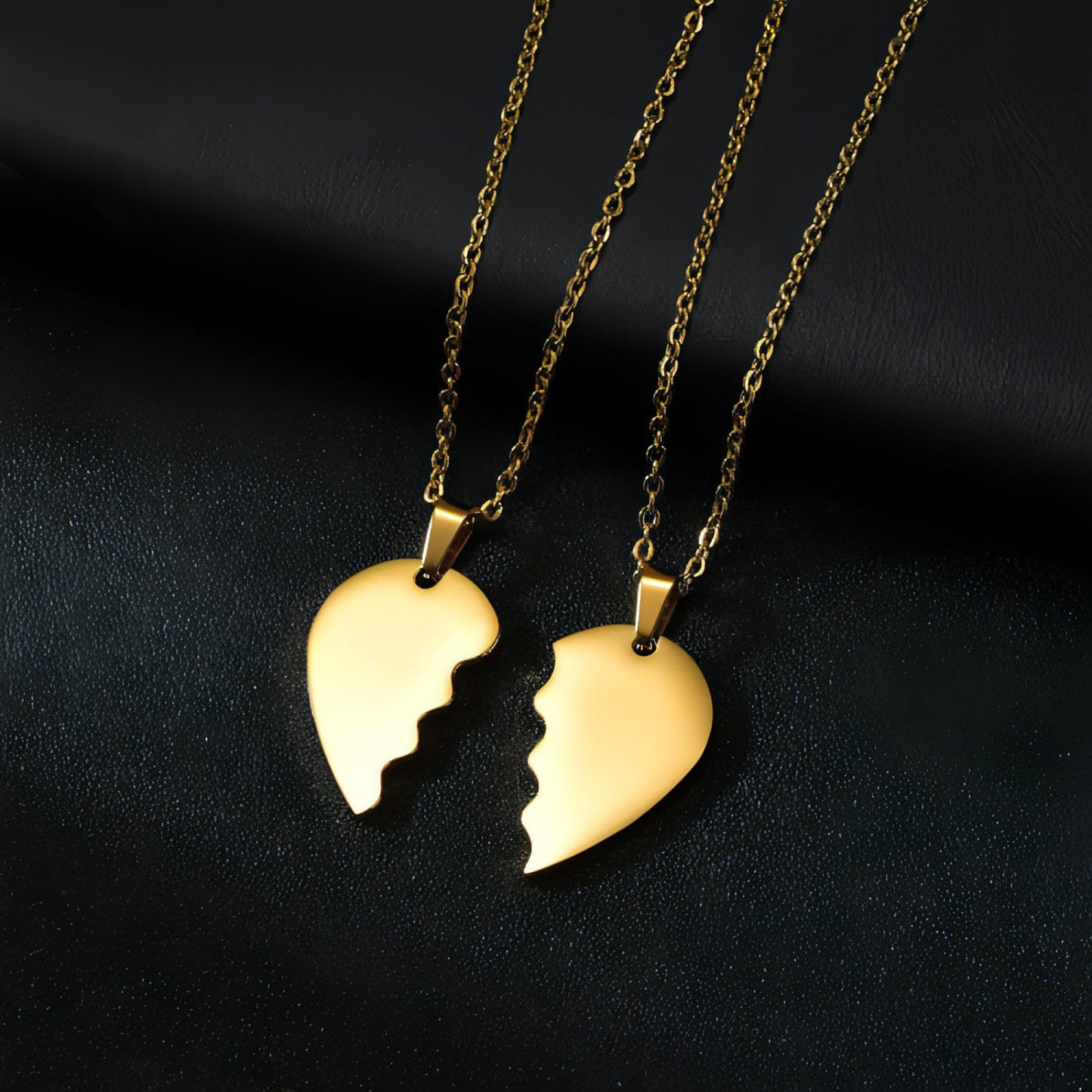 💞 Couple Heart Puzzle Necklace – Two Halves, One Love