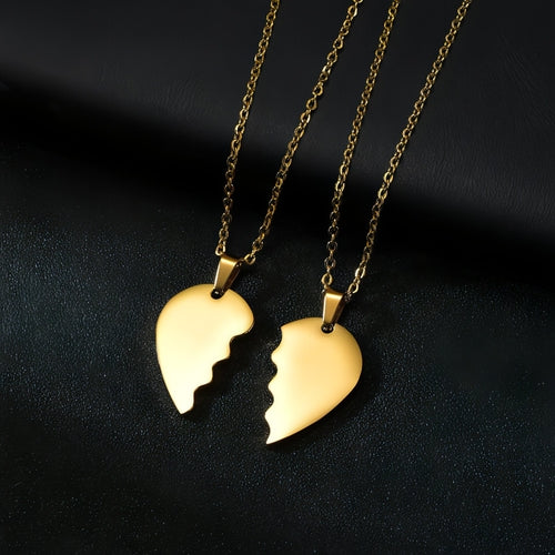 💞 Couple Heart Puzzle Necklace – Two Halves, One Love