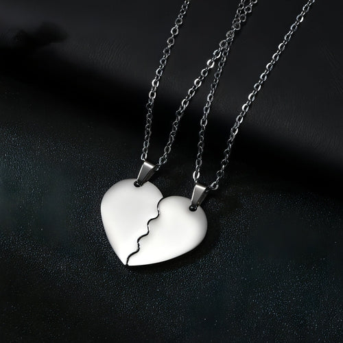 💞 Couple Heart Puzzle Necklace – Two Halves, One Love