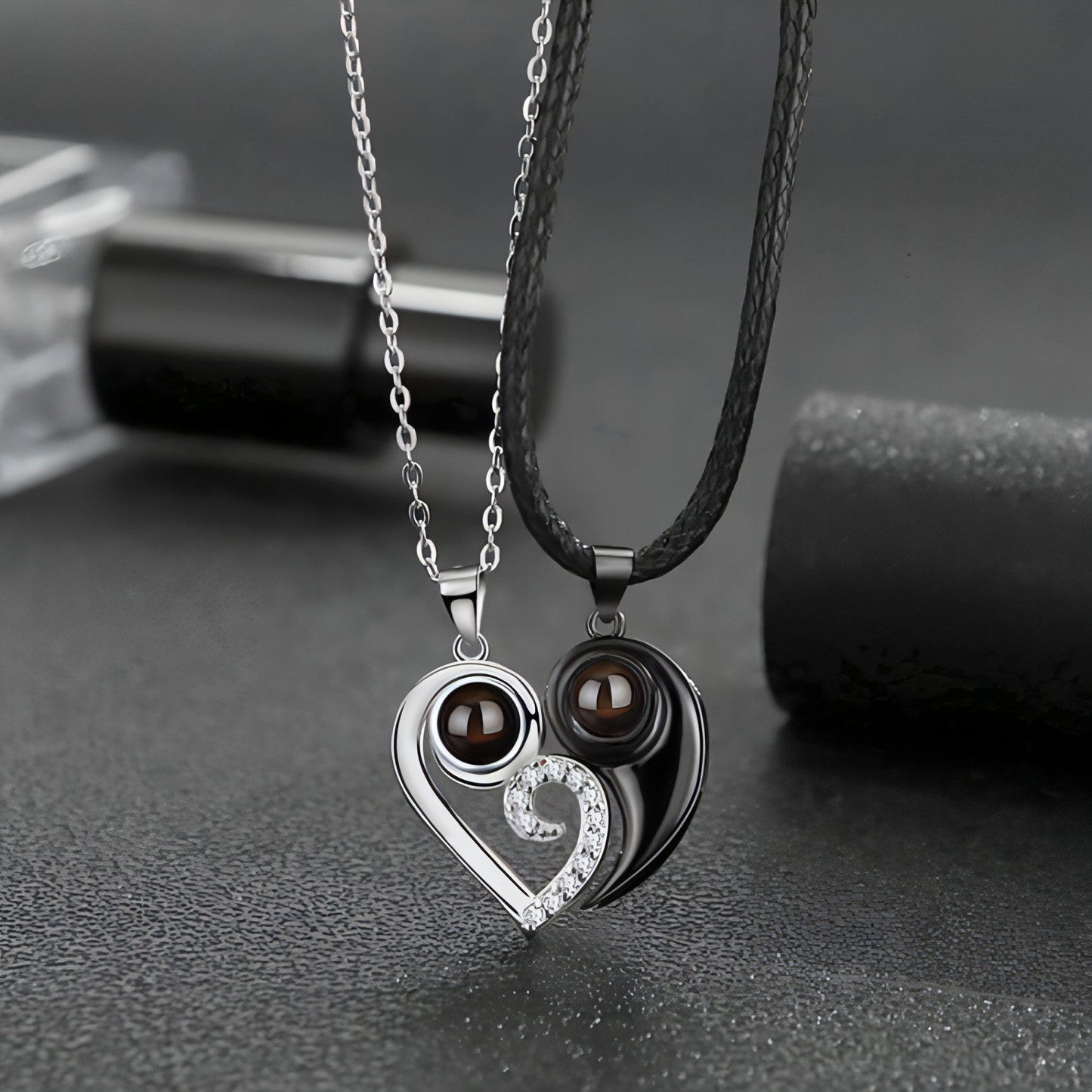 ❤️ Couples Diamond Heart Necklace – Forever Starts Here