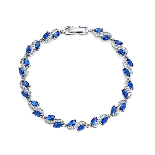 Cubic Zirconia Tennis Bracelet with AAA+ Cubic Marquise Sapphire Cubic