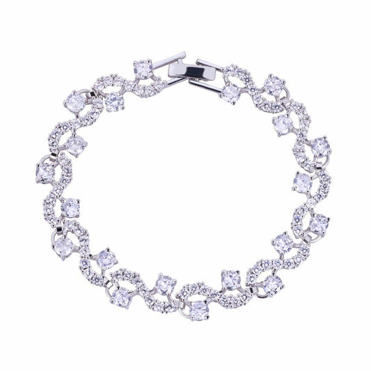 Tennis Bracelet with Round Cut White Diamond Cubic Zirconia