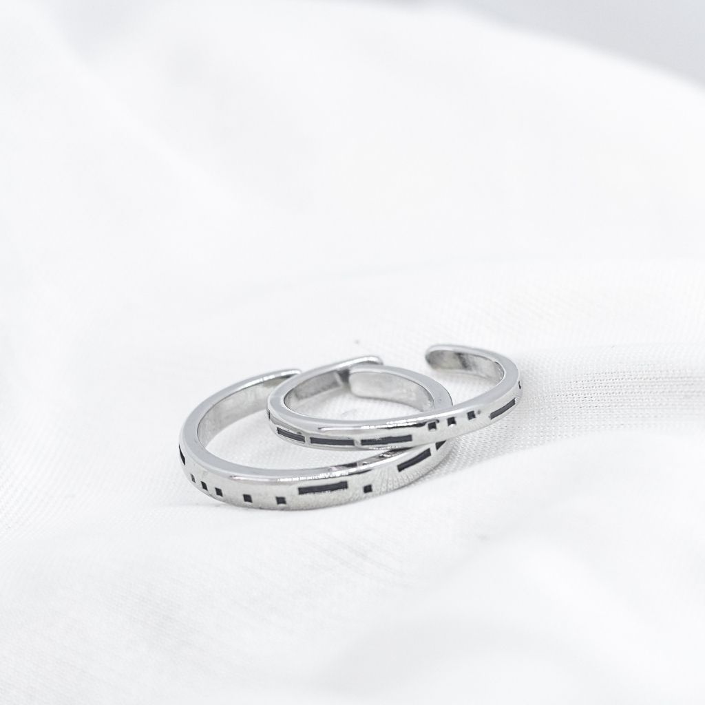 Adjustable Morse Code "Love you Forever" Couple Promise Ring Set