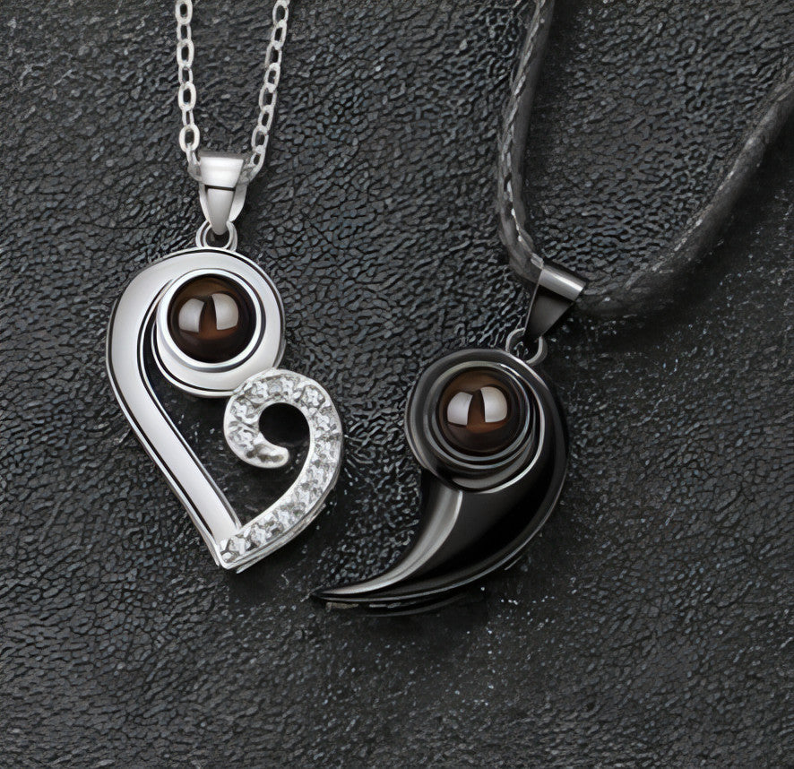 ❤️ Couples Diamond Heart Necklace – Forever Starts Here