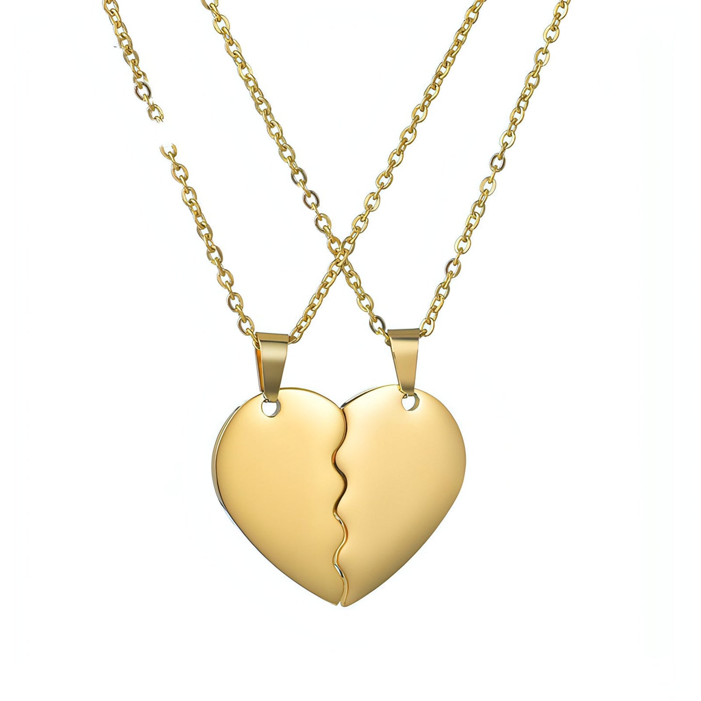 💞 Couple Heart Puzzle Necklace – Two Halves, One Love
