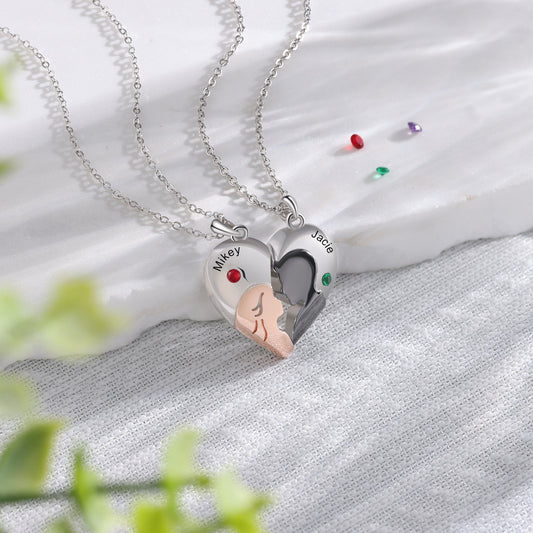 Custom Name Heart Broken Couple Necklace
