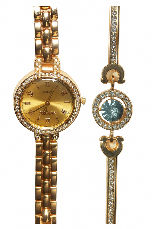 Women's Studded Analogue Watch, Unique Metal Design,