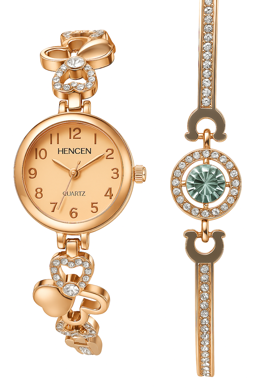 Women's Studded Analogue Watch, Unique Metal Flower Design Strap,